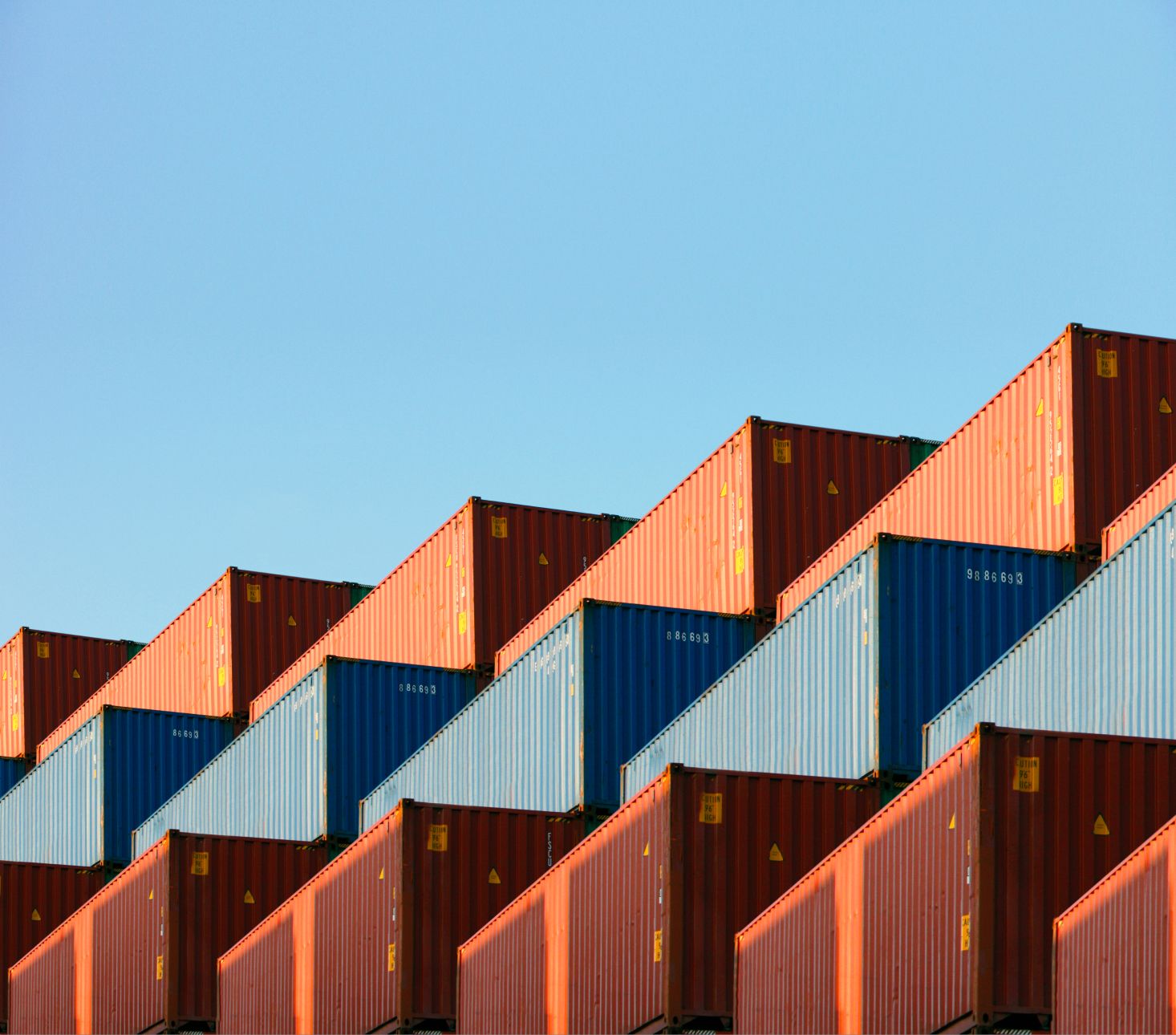 Photo of stacked shipping containers