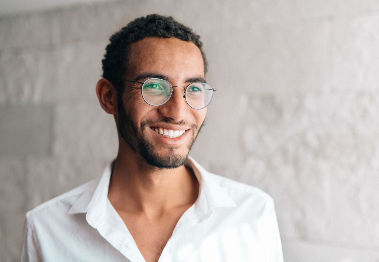 Profile of a smiling man